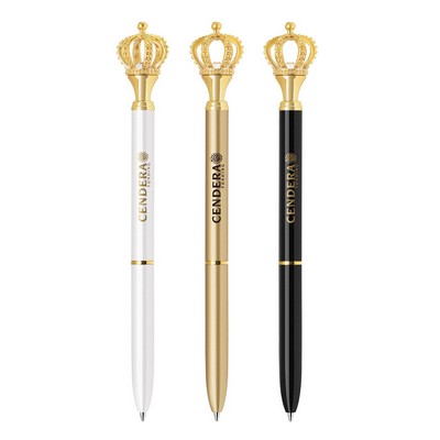 Diamond Encrusted Crown Twist Action Metal Ballpoint Pen