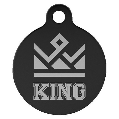 Anodized Aluminum Black Round Pet Tags, Engraved, 1" dia