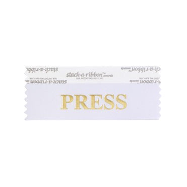 Press Stk A Rbn White Ribbon Gold Imprint