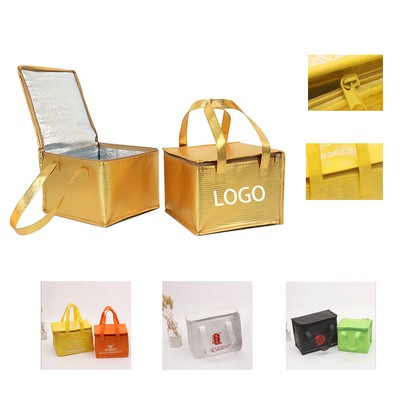 10" Non Woven Insulated Cooler Outdoor Lunch Bag With Handle