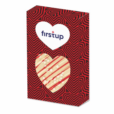 Belgian Chocolate Sweetheart Box (1 Oz.) White Chocolate w/ Red Drizzle & Pearl Sprinkles