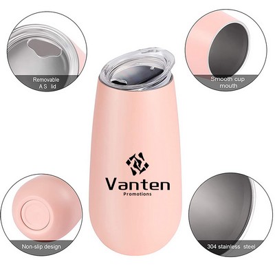 6oz Stainless Steel Double Wall Eggshell Cup with Lid