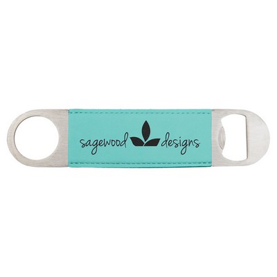 1 1/2" x 7" Teal Leatherette Bottle Opener