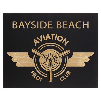 16" x 20" Black/Gold Leatherette Wall Decor with Sawtooth Hanger