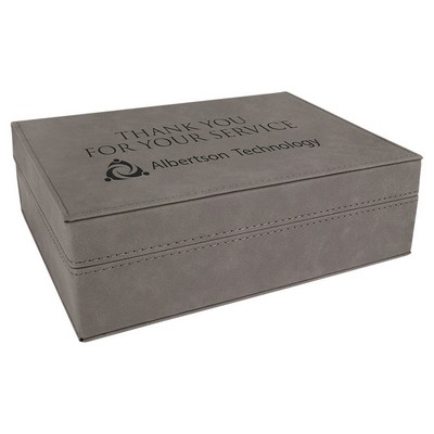 8" x 6 3/8" Gray Leatherette Premium Gift Box