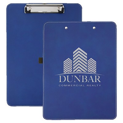 9" x 12 1/2" Blue/Silver Leatherette Clipboard