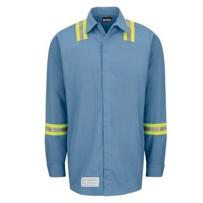 Bulwark™ Men's Enhanced Visibility Concealed Gripper Pocketless Work Shirt - Light Blue