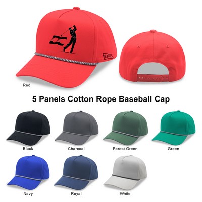 5 Panel High Profile Golf Cap w/Rope