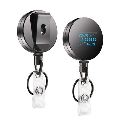 Retractable ID Badge Holder w/Carabiner Clip