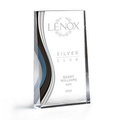 Medium Optic Crystal Wedge with Colorful Wave Design (Blue)