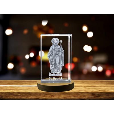 St. Patrick 3D Crystal Trophy Recognition Award w/LED Base