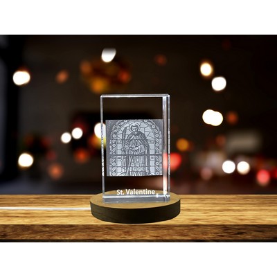 St. Valentine 3D Engraved Crystal Trophy Award w/LED Base