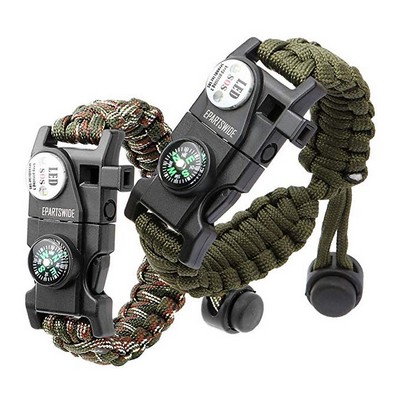 20" 1 Adjustable Paracord Survival Bracelet With SOS LED Flashlight