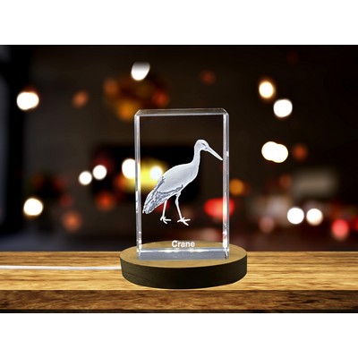Handcrafted Japanese Crane Crystal Trophy Award w/LED Base Light