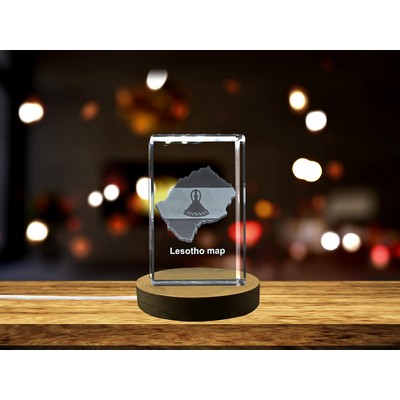 Lesotho 3D Engraved Crystal Trophy Award w/LED Base Light