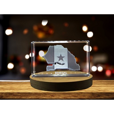 Senegal 3D Engraved Crystal Trophy Award w/LED Light