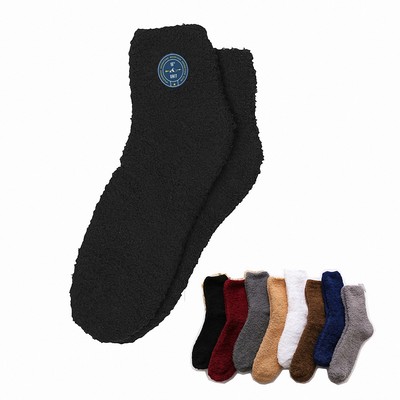 Coral Pink Fleece Fuzzy Crew Socks