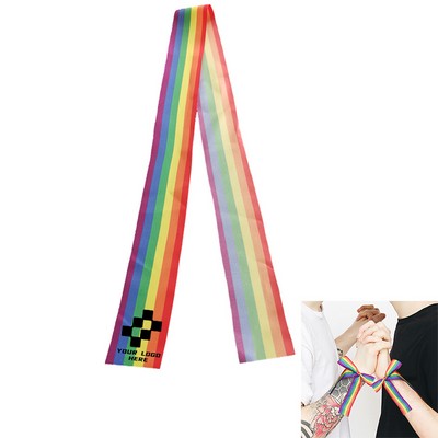 Gay Pride Rainbow Wrist Ribbon