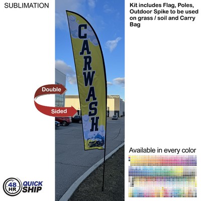 48 Hr Quick Ship - 13' Medium Feather Flag Kit, Full Color Graphics Double Sided, Spike and Bag.