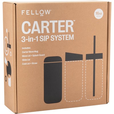 16 oz Fellow Carter 3-In-1 Sip System Travel Tumbler (Matte Black)