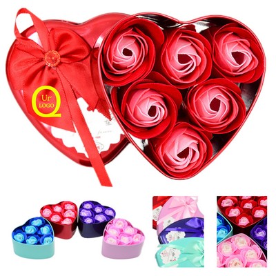 6Pcs Heart-Shaped Soap Flowers