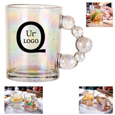 11.8 oz Iridescent Glass Mug w/ Bubble Handle