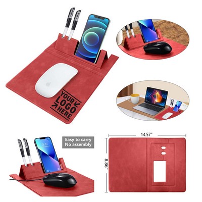 Multifunctional 3" 1 Mouse Pad,Leather Mouse Pad