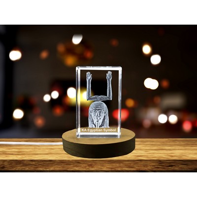 Ka Egyptian Symbol 3D Engraved Crystal Award w/Base Light