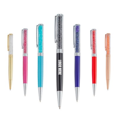 Flat Tip Metal Pen with Diamonds