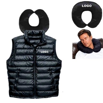 Custom Down Puffer Vest Alternative Travel Neck Pillow