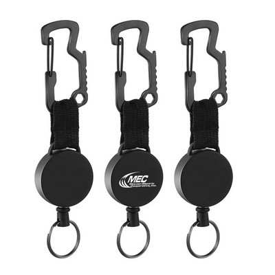 Retractable Badge Reel With Carabiner Wire Rope Bottle Opener