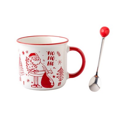 12 Oz. Printed Christmas Mug W/ Spoon - Santa Clause