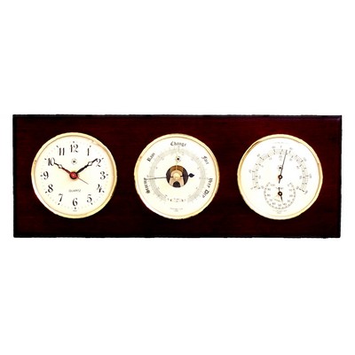 Clock, Barometer & Thermometer w/Hygrometer - Mahogany