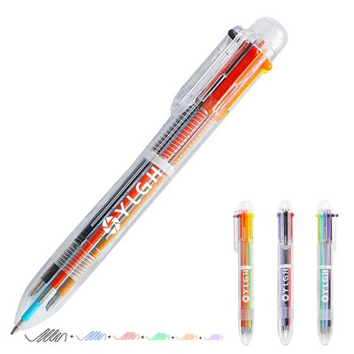 Clear Barrel 6 Colors Refills Pen