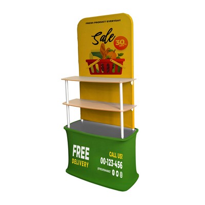 36" w x 79" h Straight Display w/3 Shelves - 1 Side Imprint