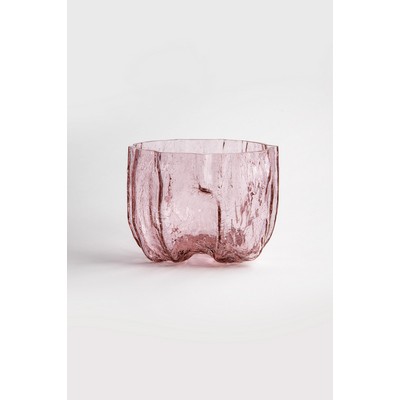 Kosta Boda Crackle Low Vase Pink