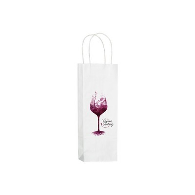 White Kraft 1 Bottle Wine Bag with Full Color Digital Print (5 3/4 x 3 1/2 x 12 1/2)