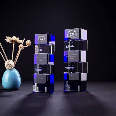 Twilear Crystal Blue Award (7.9" x 2.4" x 2.4")