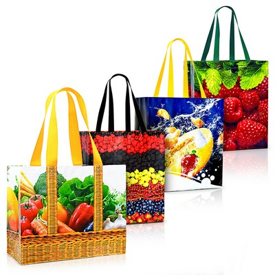 Full-Color Custom Laminated Woven Promotional Tote Bag (13"x15"x8")