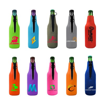 Multi-Color or Full-Color Zippered Neoprene Bottle Sleeve