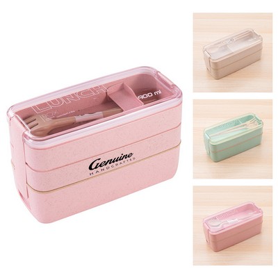 2-Layer Wheat Straw BentoBox with Cultery