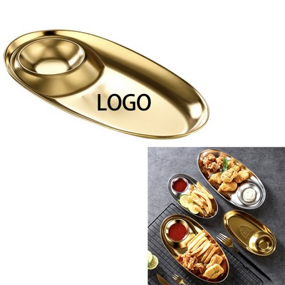 Snack Plate With Sauce Dipping Compartment