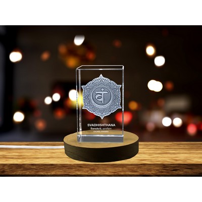 Sacral Chakra Trophy Award Crystal w/Carved Symbol for Creativity & Self-Expression
