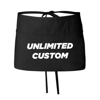 Waterproof Polyester Half Apron with 3 Pockets - Durable & Functional Kitchen & BBQ Apron
