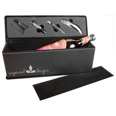 Leatherette Single Bottle Wine Box with Tools