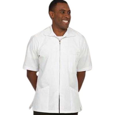 Fashion Seal - Unisex Three-Pocket Zip Front Short-Sleeve Lab Shirt