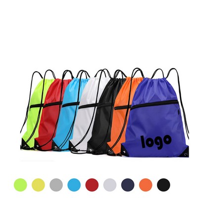 Drawstring Backpack With Zipper Pocket