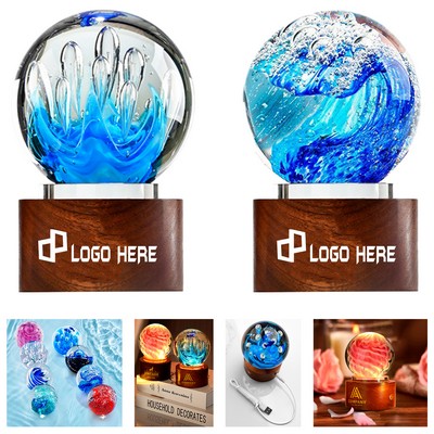 Crystal Round Trophy W/ Luminous Base