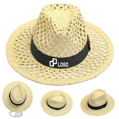 Men'S Jazz Manual Sun Protective Straw Hat