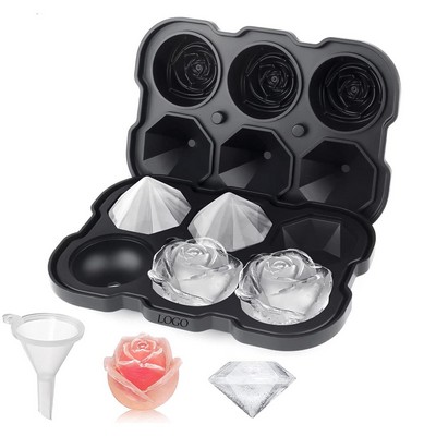 Silicone Ice Tray: Diamond & Rose Shapes